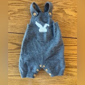 Gray Knit Bunny Romper 0-3M